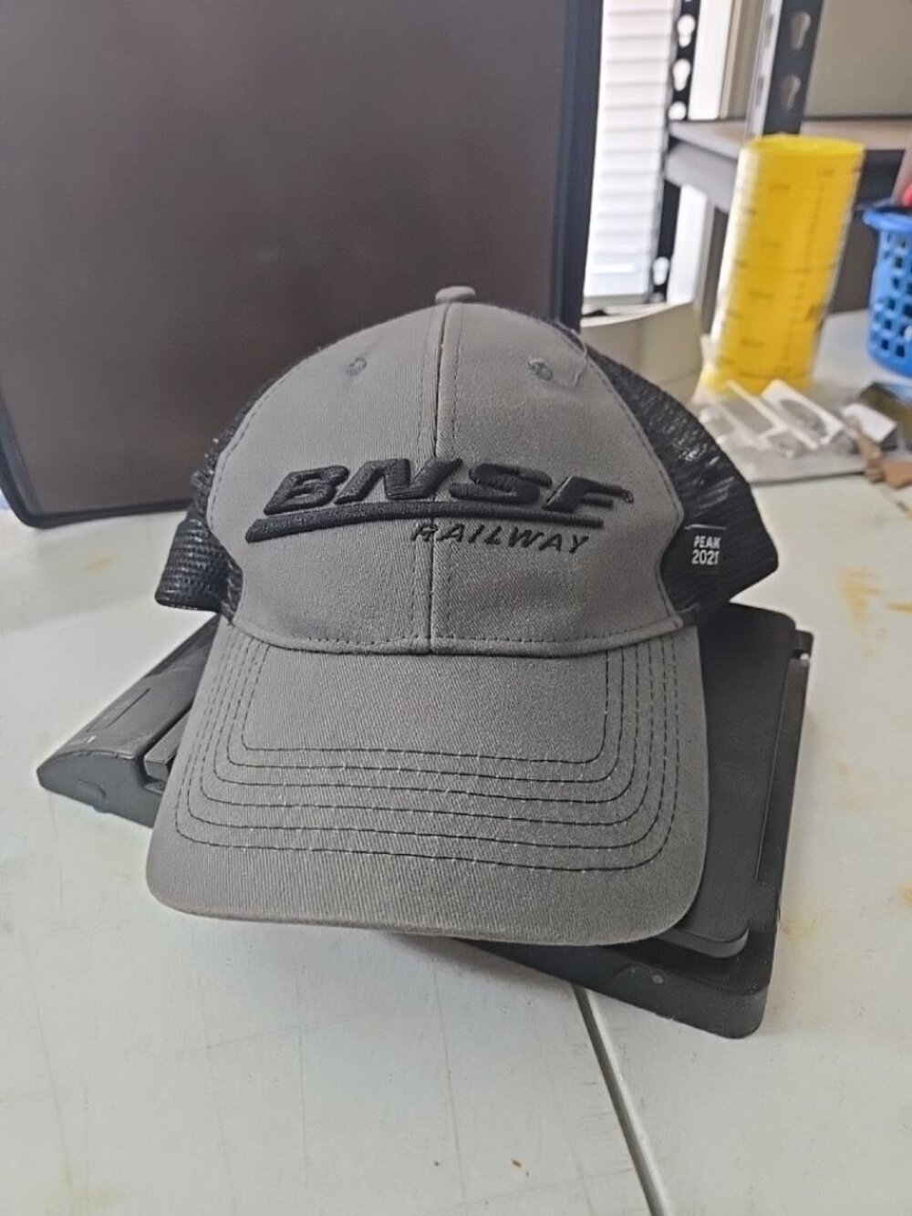 BNSF Railway UPS Peak 2021 BDA Mesh Trucker Hat Snapback Cap One Size Gray Black